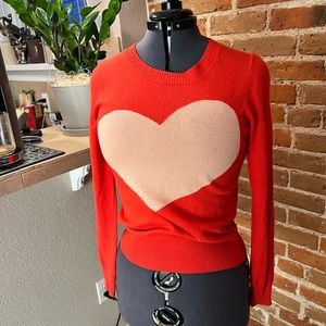 J Crew heart sweater, size large